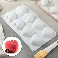Форма силиконовая аналог Сердечки, 8 яч.